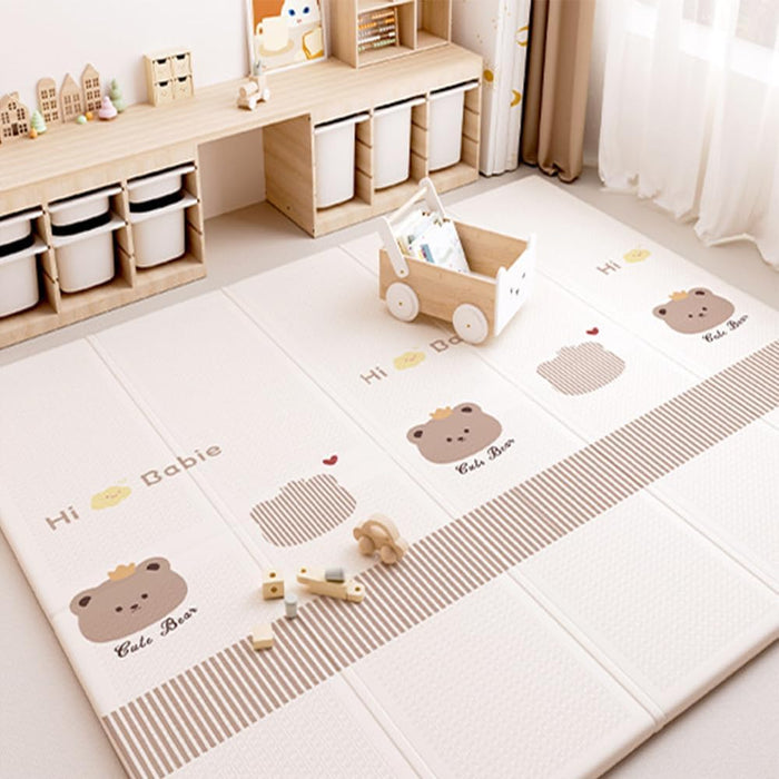 QHWRV Double-Sided Pattern Baby Crawling Play Mat 180x200x1.5cm with Height Ruler, Foldable, Suitable for Babies & Toddlers, Kindergarten Mat, Waterproof & Dustproof (A)