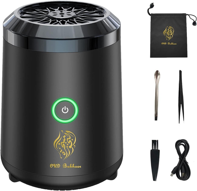 Bukhoor Burner, Electric Oud Incense, Aroma Diffuser with long lasting battery, Usb Rechargeable, Great gift for Home, Car, Desert Camping & Travel.