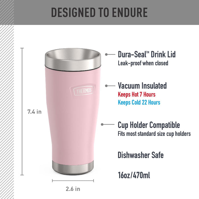 THERMOS ICON STAINLESS STEEL VACUUM INSULATED SANDSTONE TUMBLER 470 ML, IS1012SN, TRAVEL MUG, TUMBLER WITH HANDLE, COFFEE MUG