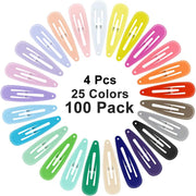KUBOM 100 Pieces 1 Inch Snap Hair Clips No Slip Metal Hair Clip Barrettes For Girls Toddlers Kids Women (50 Pairs) - Solid