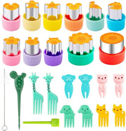 HANNEA 24Pcs Sandwich Cutter Shapes Set for Kids, Stainless Steel Sandwich, Vegetable & Fruit Cutters, DIY Biscuit Bread Pancake Molds with Fruit Fork, Children's Baking Accessories Kitchen Crafts