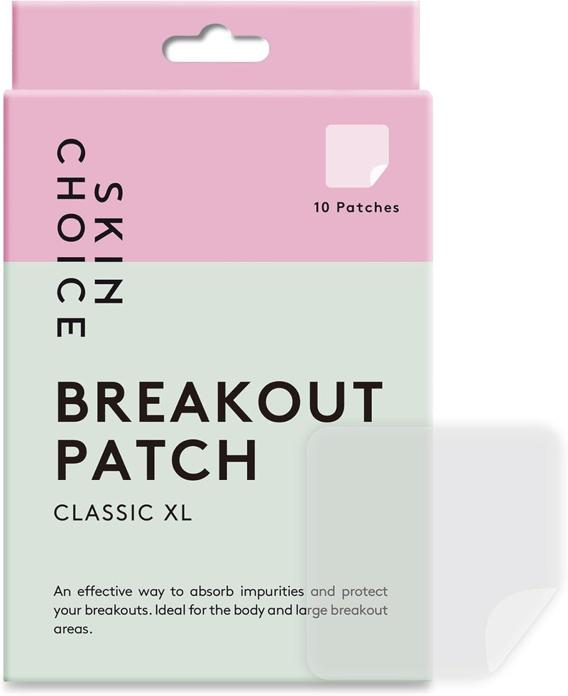 SkinChoice Breakout Patch Classic XL - Pack of 10 - Hydrocolloid Pimple Patches - Vegan, Fragrance-free, Gluten-free, Latex-free, Parabens-free, Sulfates-free, Cruelty-free - bpc xl