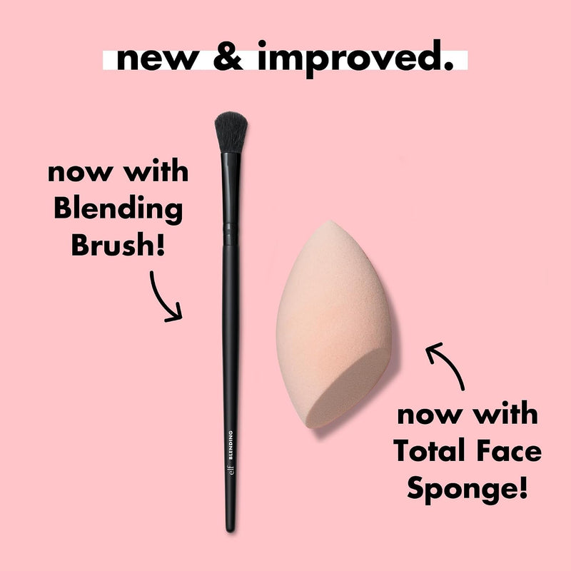 e.l.f. Full Face & Eye Makeup Brush Set, 11 Makeup Brushes For Foundation To Bronzer, Eyeshadow & More, Vegan & Cruelty-Free