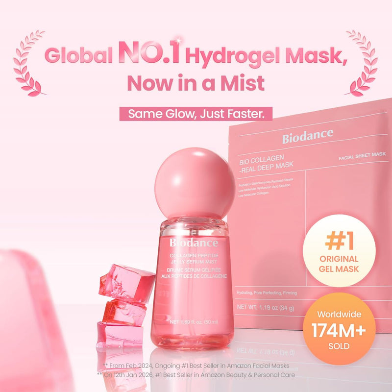 Collagen Peptides Jelly Serum Mist, Hydrating Face Mist, Plumping, Anti-Aging Face Spray, Sprayable Hydrogel, Travel Essentials & Self Care Gifts for Women, Korean Skin Care 1.69 fl.oz