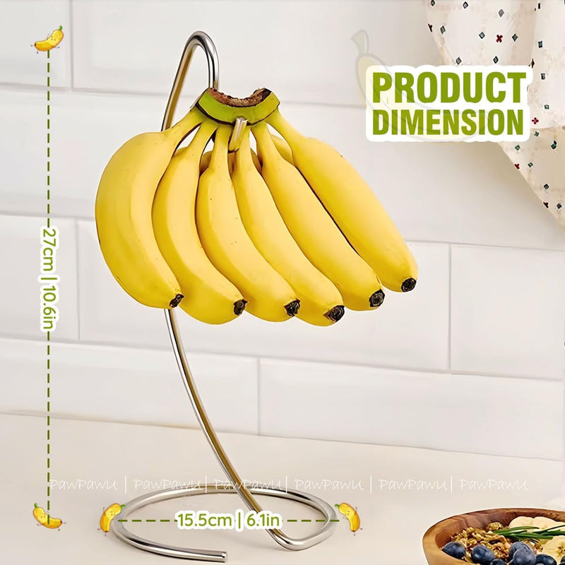 Banana Holder Stand - Stainless Steel Kitchen Counter Tree Hook for Bananas, Grapes & Vine Tomatoes, Prevents Bruising & Extends Freshness