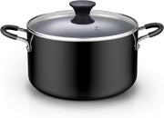 Cook N Home Nonstick Stockpot with Lid 6-QT, Deep Cooking Pot Cookware Casserole with Glass Lid, Black - Black 5.7 Litres