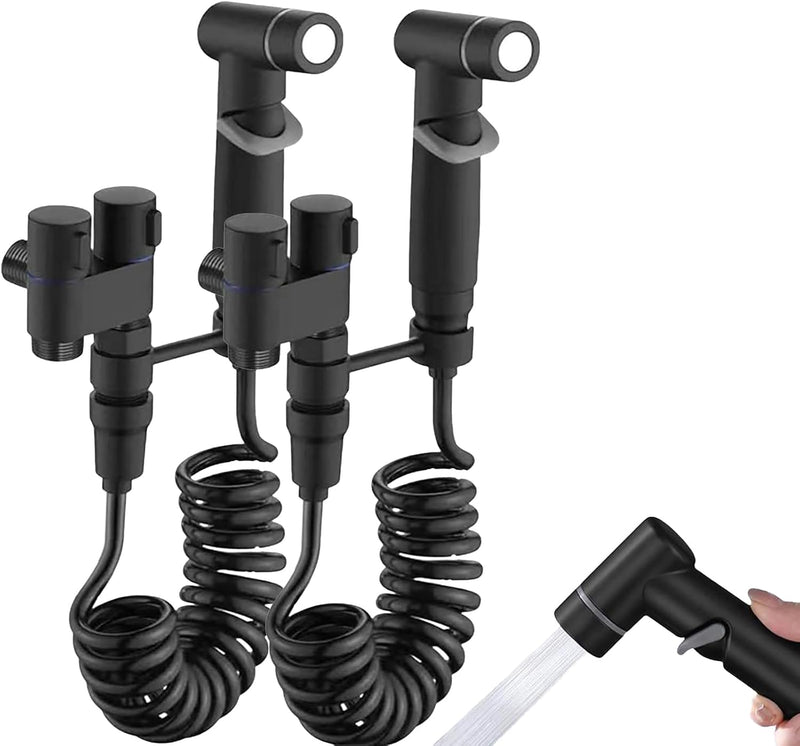 Gloserin Handheld Bidet Sprayer for Toilet,1-In-2-Out Dual Control Valve,Mini Toilet Faucet Sprayer Kit Butt Washer,Hand Shower Bidet Attachment for Washing Machine and Toilet (Black)