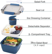 Lunch Box, 1500mL Bento Box with 4 Compartments, Leak Proof, Microwave Safe, Green