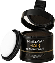 Nikita.ViVi Hair Shadow Powder Black, Hairline Powder for Hair Root Dye, Instantly Hair Colour Shadow Cover Grey Hair Root Hair TouchUp Thin Hair Powder, Hair Root Concealer & Quick Cover Hairs 10g - Brownish Black