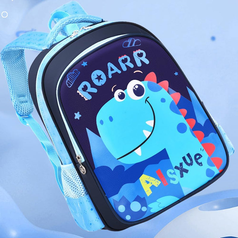 Cute Cartoon School Bag For Boys and Girls, Zippered School Bag for Elementary School Students/Padded and Adjustable Shoulder Strap, Lightweight Children's Travel Bag - Blue