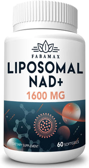1600 mg Liposomal NAD Supplement, 98% Pure NAD+ Supplement, Superior Absorption, Alternative to Nicotinamide Riboside or NADH to Boost NAD+ for Aging Defense, Energy, Longevity, 120 Softgels - 60 Count (Pack of 1)