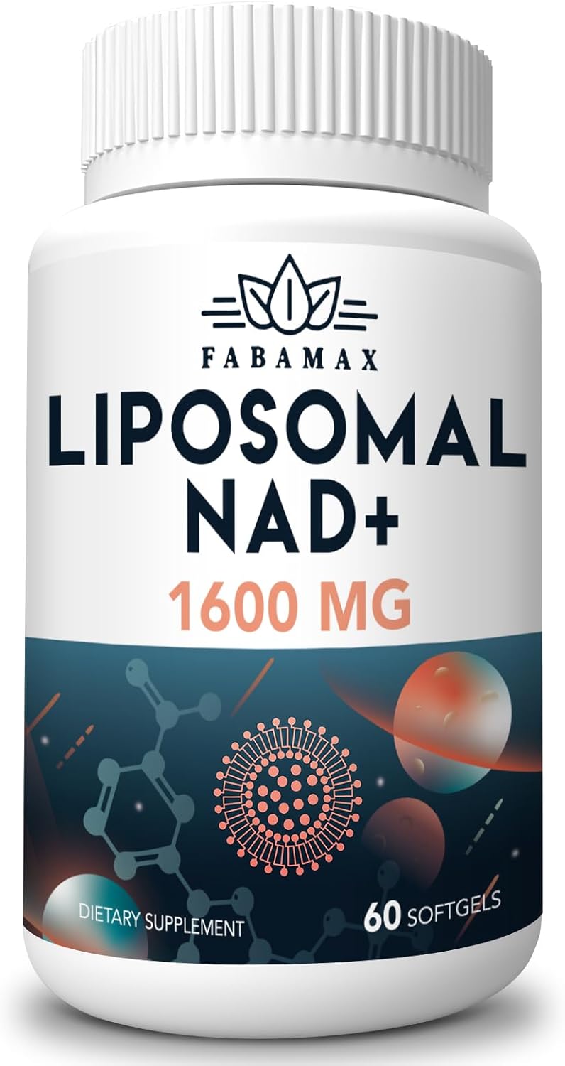 1600 mg Liposomal NAD Supplement, 98% Pure NAD+ Supplement, Superior Absorption, Alternative to Nicotinamide Riboside or NADH to Boost NAD+ for Aging Defense, Energy, Longevity, 120 Softgels - 60 Count (Pack of 1)