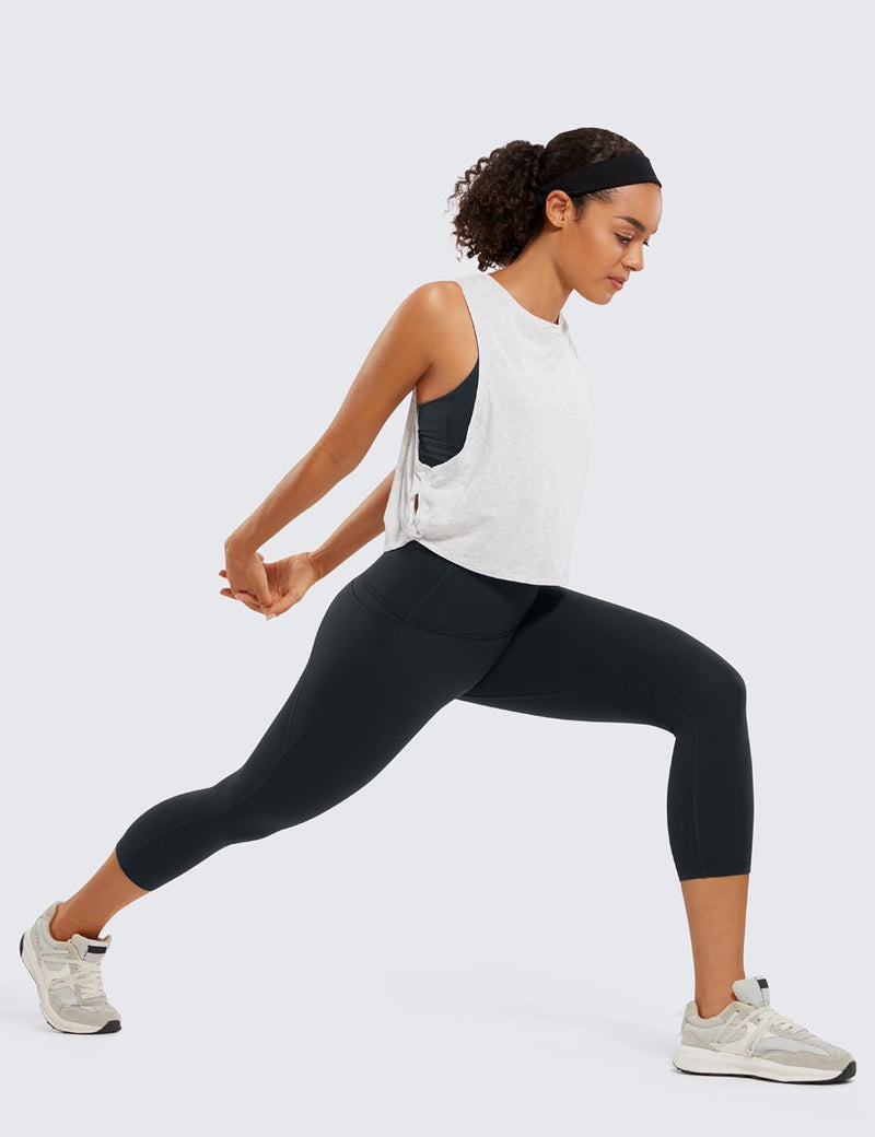 CRZ YOGA Womens Butterluxe Workout Capri Leggings with Pockets 21 Inches - High Waisted Gym Athletic Crop Yoga