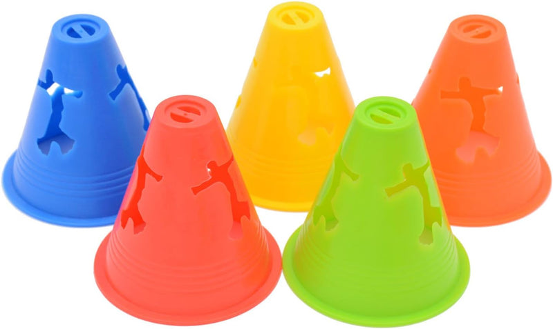 3 Inch Plastic Windproof Slalom Cones Inline Roller Skating Cones Pile Cup Roadblocks Traffic Road Cones Set with Holes for Skate Practice Sport Training - 5 Colors 20 Pcs Style 1