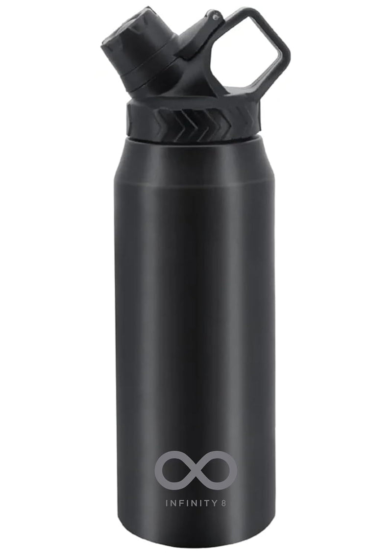 Water Bottle, Stainless Steel Flask, 950 ML/32 OZ, Double Wall Vacuum Insulated, Leak Proof, Hot and Cold, BPA Free, perfect for kids, school, office, gym and sports (Black)