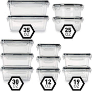 PREMIFY Airtight Meal Prep Container Set with Locking Lids & Labels, 12pcs Re-usable Plastic Food Storage Containers, Stackable Kitchen Organizer Boxes, BPA Free & Microwave Freezer Dishwasher Safe