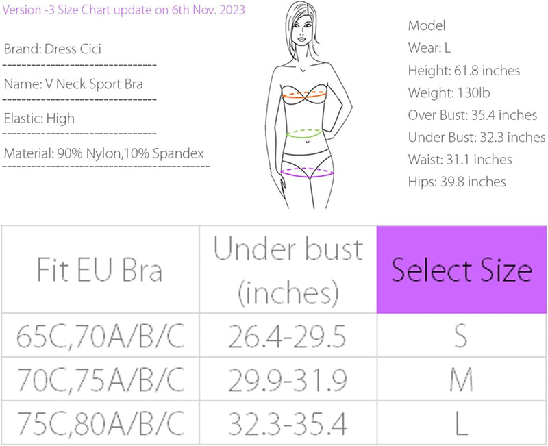 Dress Cici Women'S V Neck Triangle Strappy Sport Bra With Strappy Shoulder Strap