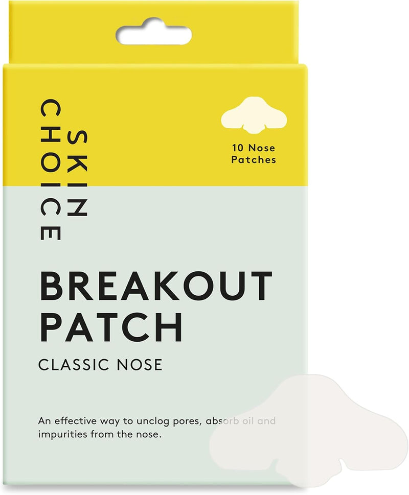 SkinChoice Breakout Patch Classic Nose - Pack of 10 - Hydrocolloid Pimple Patches - Vegan, Fragrance-free, Gluten-free, Latex-free, Parabens-free, Sulfates-free, Cruelty-free for Face and Body