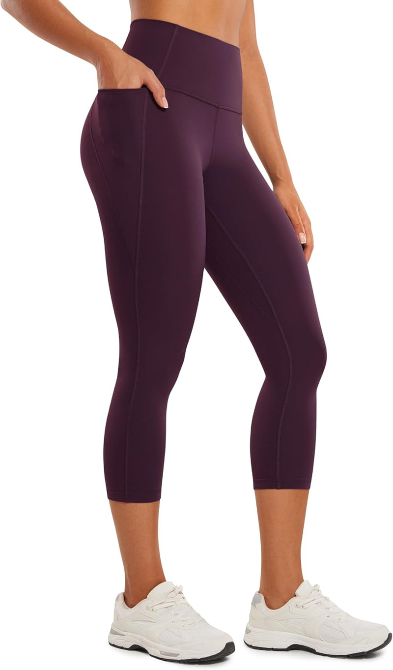 CRZ YOGA Womens Butterluxe Workout Capri Leggings with Pockets 21 Inches - High Waisted Gym Athletic Crop Yoga