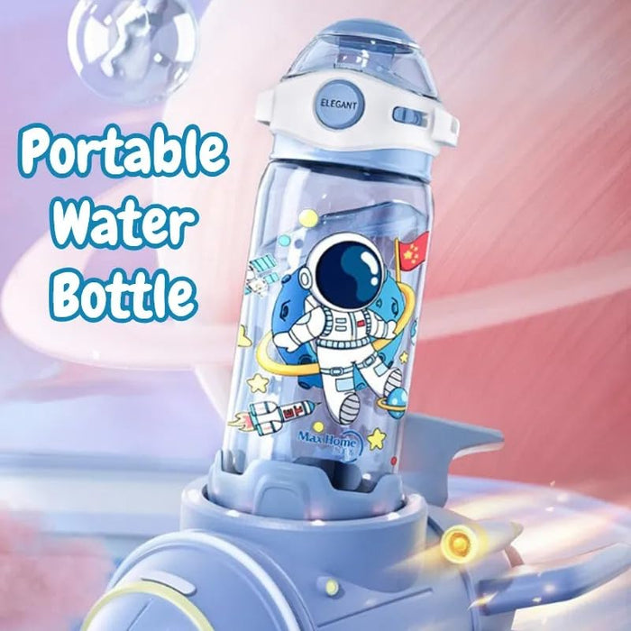 Kids Water Bottle 550ml / 18oz ? Fun Cup Design with Wheels & Strap ? Portable, Spill-Proof Bottle with Straw for Boys & Girls ? Great for School, Camping & Travel