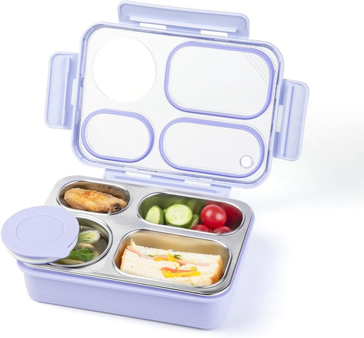 AUTOYSUR Lunch Box Stainless Steel Containers For Adults Men Women, Bento Box Adult Lunch Box W/ 4 Compartments, Insulated Bento Boxes Leakproof,BPA Free,Dishwasher Safe Stainless Steel Bento Box (B) - A