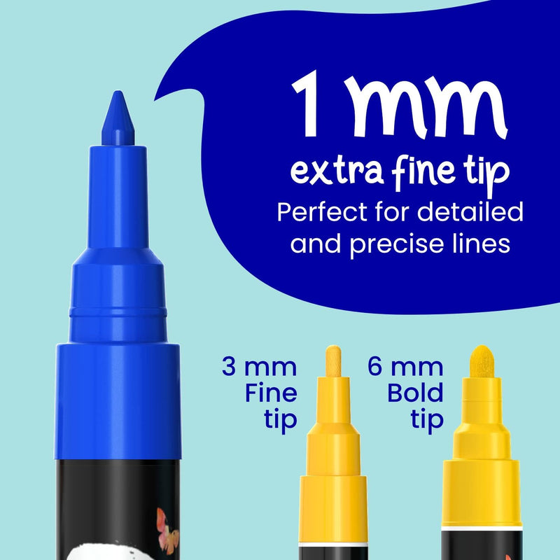 Extra Fine Tip Liquid Chalk Markers (30 Pack 1mm) Pastel + Neon Chalk Pens - Erasable Dry Erase Marker for Chalkboard, Blackboards, Window, Bistro