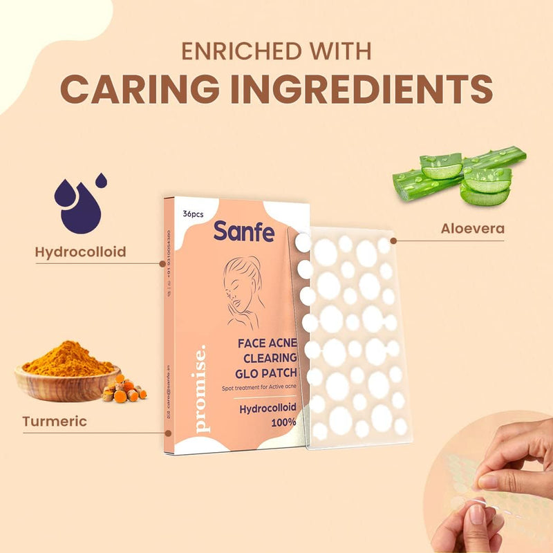 Sanfe Promise Face Acne Pimple Patch - Pack of 36 Pimple Healing & Spot Clearing Patch Absorbing Cover Invisible, Blemish Spot, Hydrocolloid, Skin Treatment - 36 Count (Pack of 1)