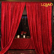 LQIAO 2 Panels Light Gold Sequin Backdrop Glitter Fabric for Wedding Birthday Parties Shimmer Wall-2x8ft