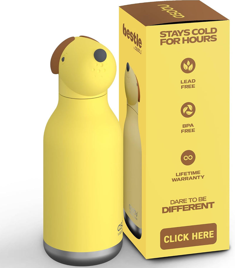 Bestie Giraffe Kids Water Bottle, 16oz/460ml Stainless Steel - Dog bottle