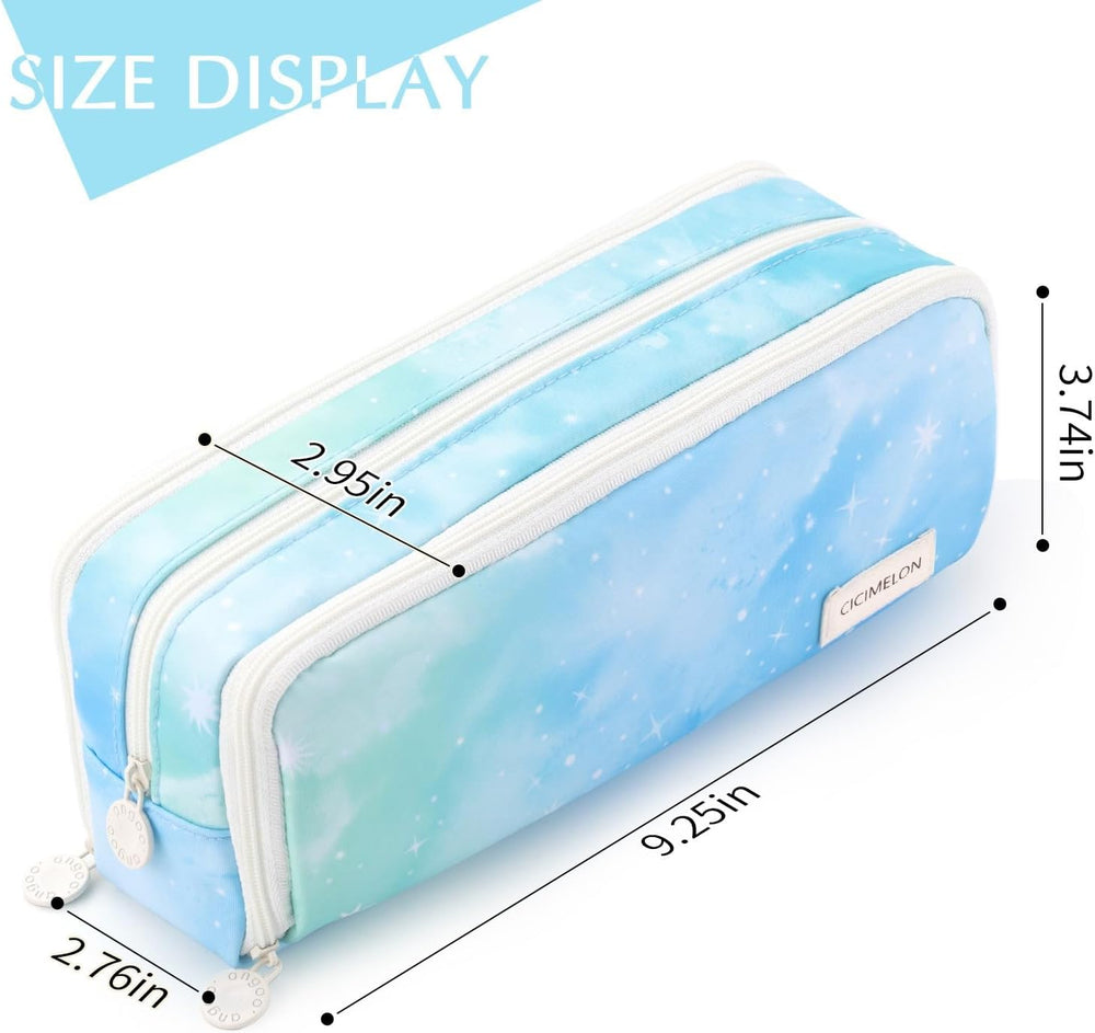 CICIMELON Large Capacity Pencil Case 3 Compartment Pouch Pen Bag for School Teen Girl Boy Men Women (Dream)