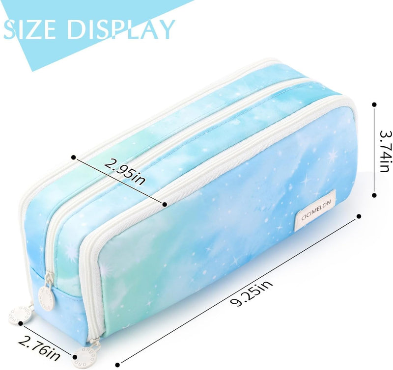 CICIMELON Large Capacity Pencil Case 3 Compartment Pouch Pen Bag for School Teen Girl Boy Men Women (Dream)