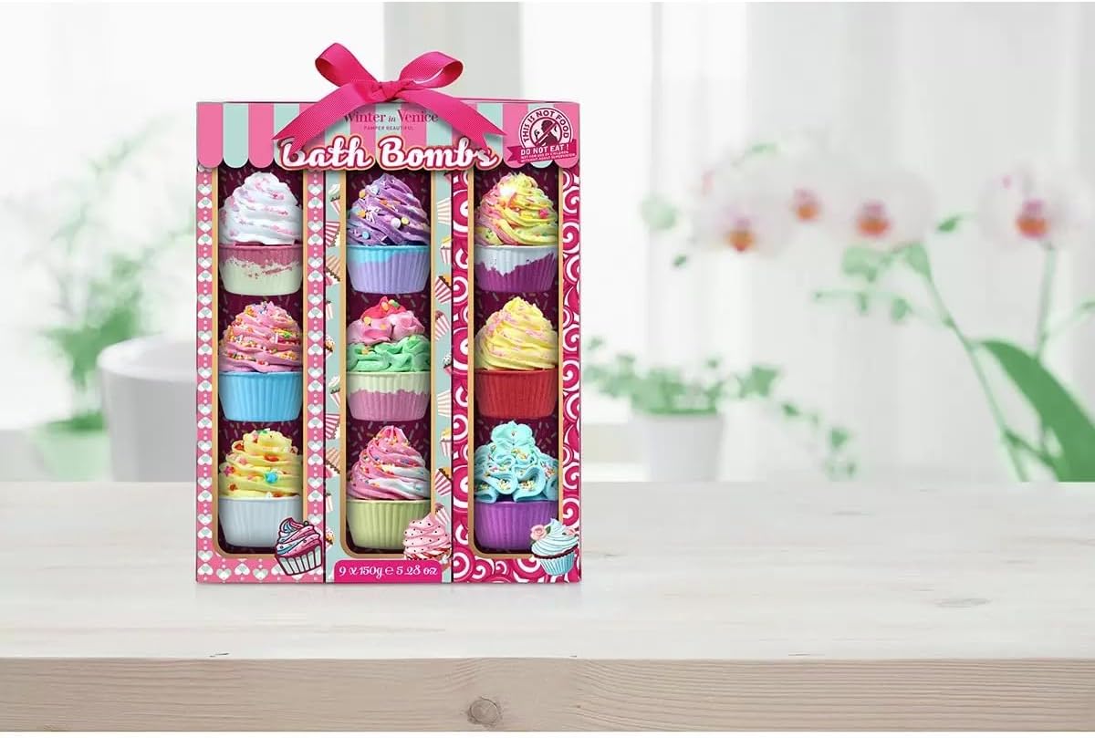 Winter in Venice Pamper Beautiful, Cupcake Bath Bombs, 9 Piece Set, 9 x 150g – image 4