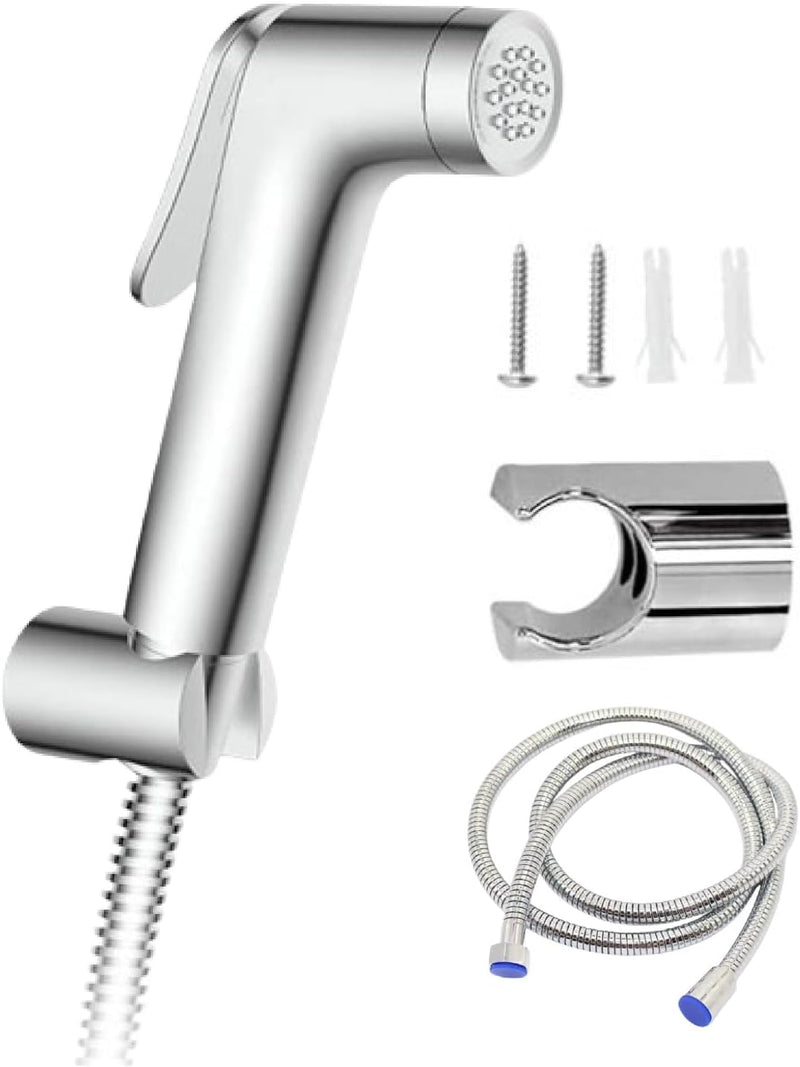 SHOWR Shattaf Set,Bidet Sprayer for Toilet With 47" Stainless Steel Bidet Hose,Wall Mounted for Bathrooms,Chrome.