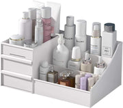 Sulfar Makeup Organizer With Drawers, Large Capacity Desk Organizer for Cosmetics, Lipsticks, Jewelry, Skincare, Holder for Brushes, Eyeshadow, Great for Dresser