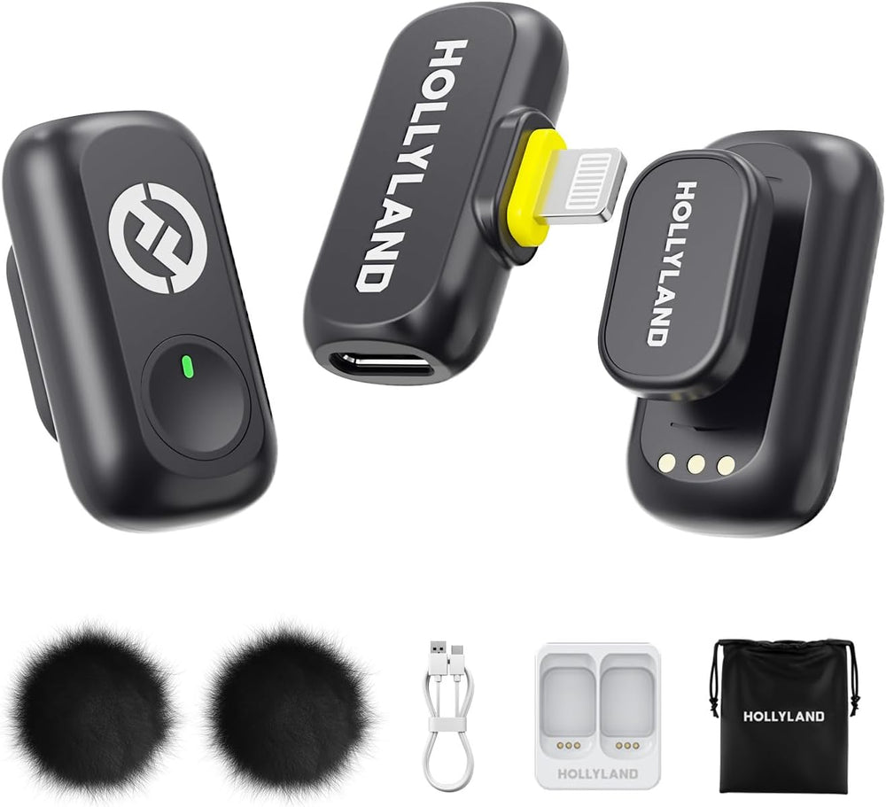 Hollyland LARK A1 DUO Type-C Version Wireless Microphone for iPhone 15/16 & Android, Pure Sound, 3-Level Intelligent Noise Cancellation, Magnetic Mini Microphone for Vlogging, YouTube, Podcast, TikTok