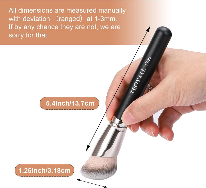 TEOYALL Angled Foundation Contour Brush, Synthetic Kabuki Brush for Concealing Blending Setting Buffing with Liquid, Cream and Powder Cosmetic (170S)