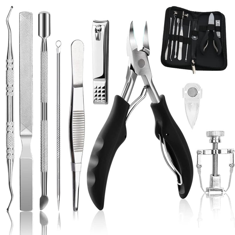 MAKINGTEC 10Pcs/Set Ingrown Toenail Tools Kit, Nail Treatment Foot Tool,Ingrown Toenail Removal Correction Clippers, Surgery Grade Nail File Lifter, Professional Pedicure Tool whit Storage Package