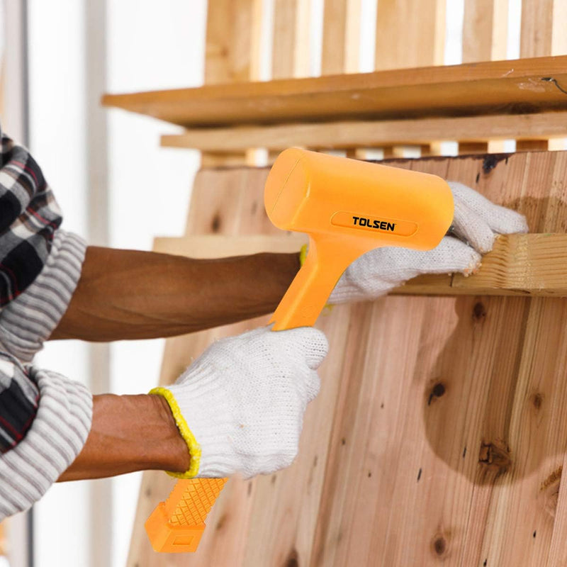 Tolsen 2lb Yellow Dead Blow Mallet, Anti-skid Rubber Handle, Double Face Hammer, Installing Tool Kit, Hand Tools, Soft Durable Grip for Home Improvement, Construction Work