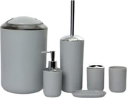 FEELINGS Bathroom Accessories Set 6 Piece Bath Ensemble Includes Soap Dispenser, Toothbrush Holder, Toothbrush Cup, Soap Dish for Decorative Countertop and Housewarming Gift,Large (WHITE) - GREY