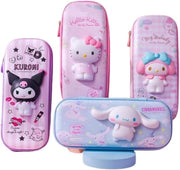 Cute Pencil Case for Girls 3D EVA Cartoon Pencil Storage Pouch for School Kids Large Capacity Storage Box Stress Relief Toy Stationery Box Back to School Gift (C-Melody) - B-Hello Kitty