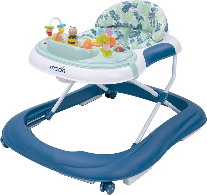 The Moon Brand Chase Walker- 6 Months To 18 Months-Removable Music Box- Well Padded Seat-Strong Metal Frame- Plastic Body-Removable Music Tray-Wider Base Design-Height Adjustment-Peach - Blue