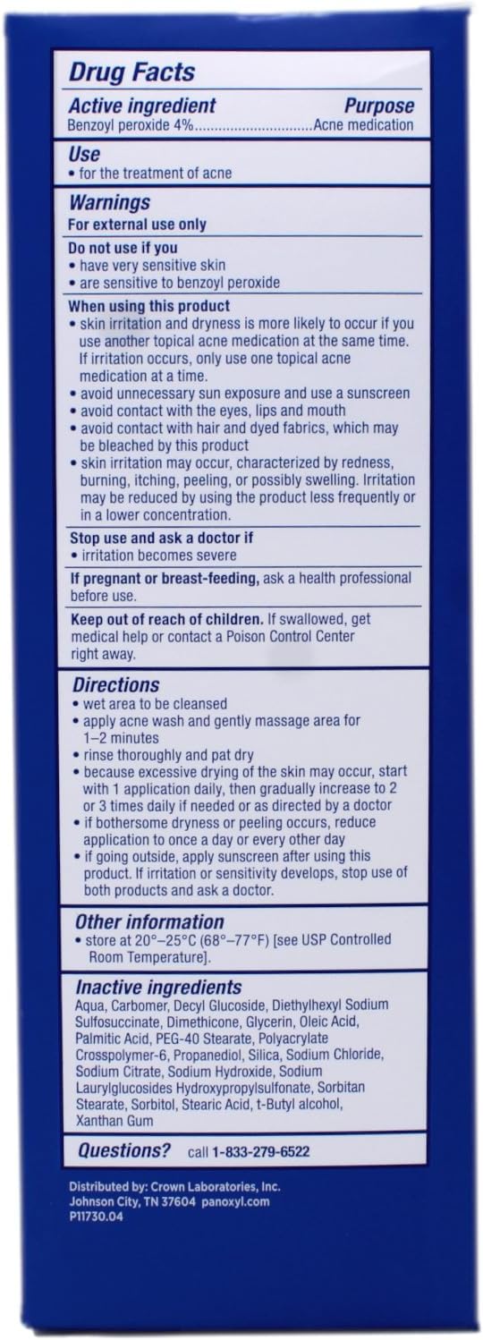 â Creamy Acne Wash with 4% Benzoyl Peroxide Reduces Blemishes and Exfoliates Skin Cells â 6 oz (3 Pack)