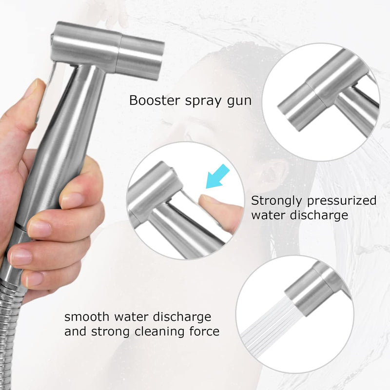 LOSCHEN 【】 Stainless Steel Bidet Sprayer kit for Toilet,Hand Held Sprayer Shattaf Toilet Attachment for Pet Bath/Personal Hygiene/Bathroom/Closestool, Easy to Install