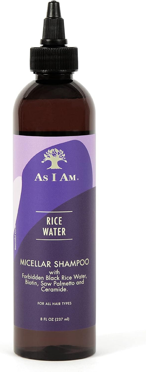 Rice Water Shampoo 8 oz - with Forbidden Black Rice, Saw Palmetto, Biotin - Gentle Cleanser - Moisturizing - Vegan & Cruelty Free - Sulfate Free - Paraben Free - For All Hair Types