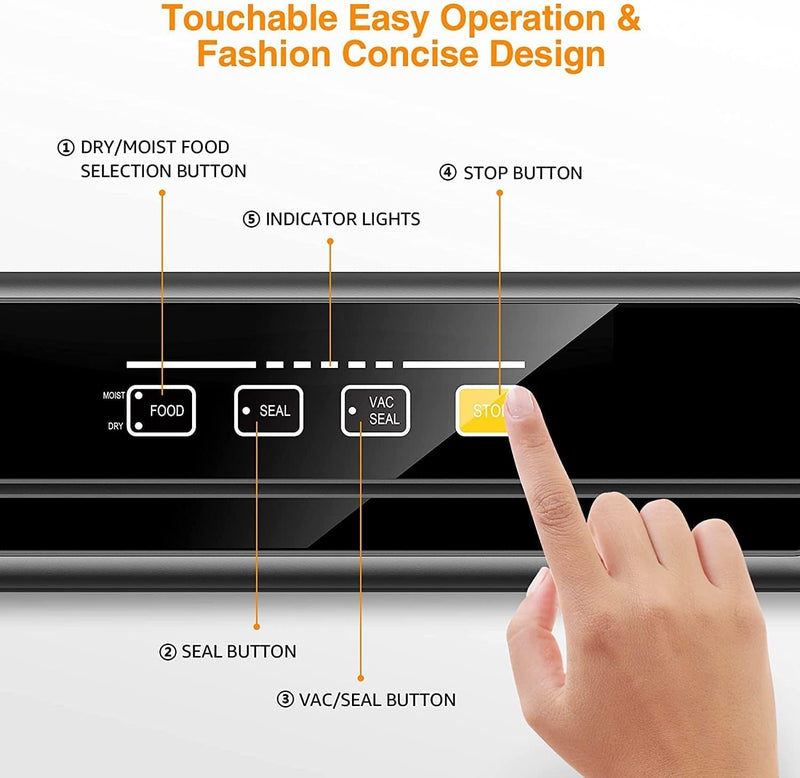COOLBABY Vacuum Packer And Vacuum Sealer For Household And Kitchen Use, Heavy Duty 80kpa Suction, Black
