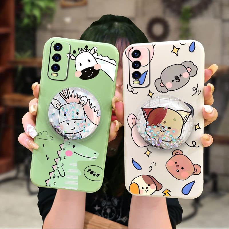 Lulumi-Phone Case For VIVO Y20/Y20i/Y20s/Y30 Standard Edition, Durable quicksand cute Back Cover Kickstand TPU colorful phone case Cartoon protective mobile case Rotatable stand