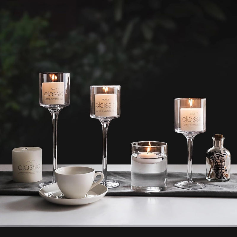 Uniface 3Pcs Elegant Tall Glass Candle Holders,Clear Candlestick Holders,Candle Sticks Holder Decor Candle Stand for Dining,Wedding,Party,Home,Valentines Day