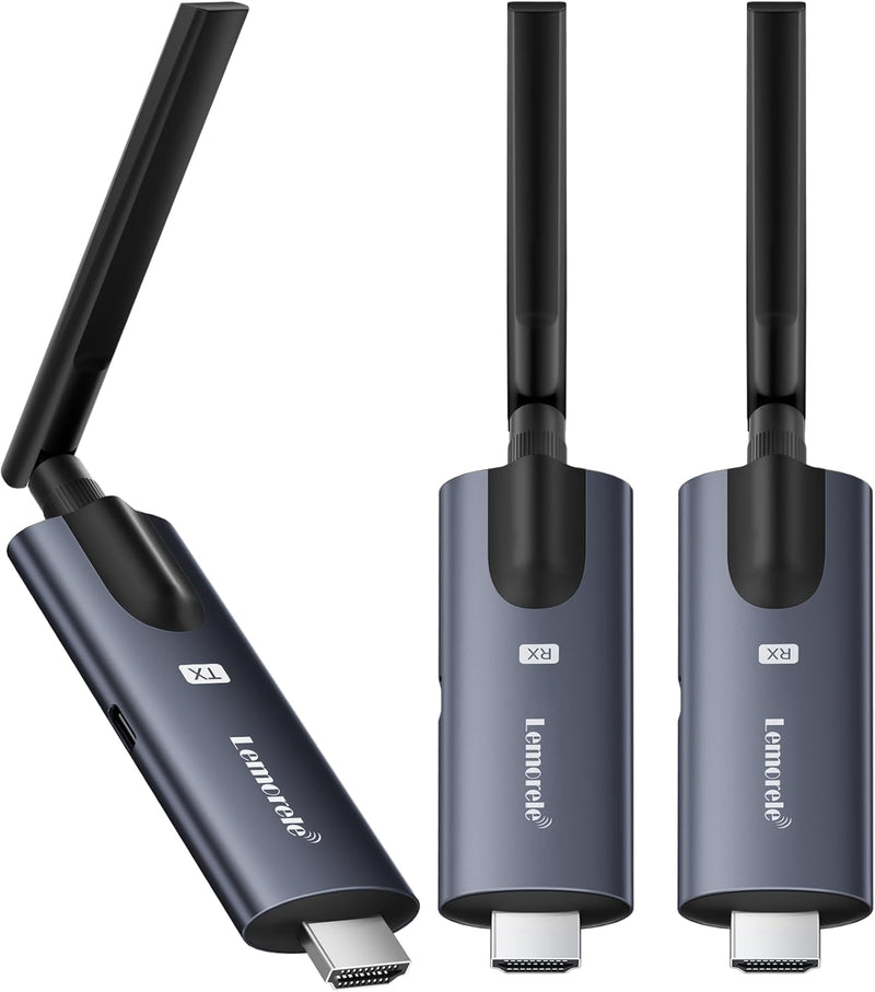 Wireless HDMI Transmitter and 2 Receivers,Support Wireless Receiving APP TuTuPlay 2.4/5G 656ft 1080P HD,for Streaming Video&Audio to HDTV/Projector/Tablet/Mobile from Laptop/TV-Box/Blu-ray - 1*TX+2*RXS