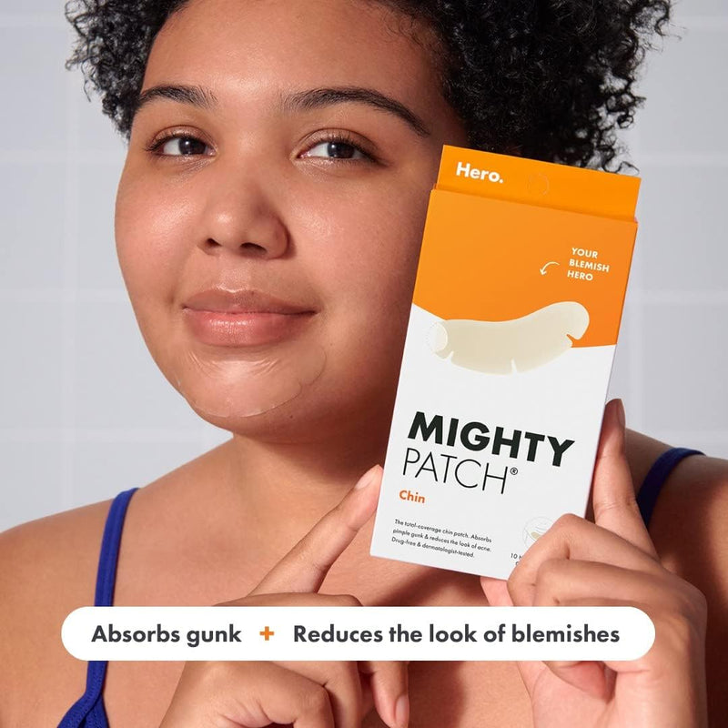 Mighty Patch Hero Cosmetics ™ Chin - XL Contoured Hydrocolloid Chin for Blemishes and Pimples - Non-Irritating (10 Count)