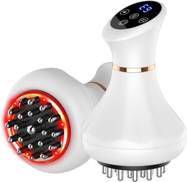 Lymphatic Drainage Massager Tool, Body Sculpting Massage Heat Function, Helps Reduce Stretch Marks & Cellulite, Targeted Relief for Sciatica Nerve Hip Joint and Muscle - White